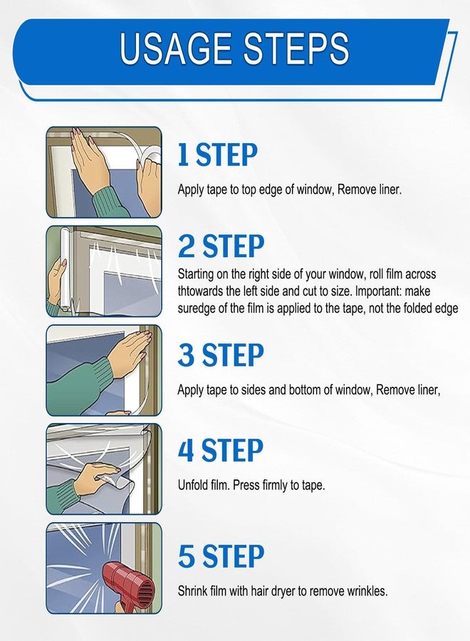 PackYard Thermal Shrink Window Insulation Film Kit 5 Pack (47"x315") - Heavy-Duty, Custom-Cut to Size | Blocks Drafts, Saves Energy | Easy DIY Install & Remove with Tape | Fits Home, Office, RV - Image 3